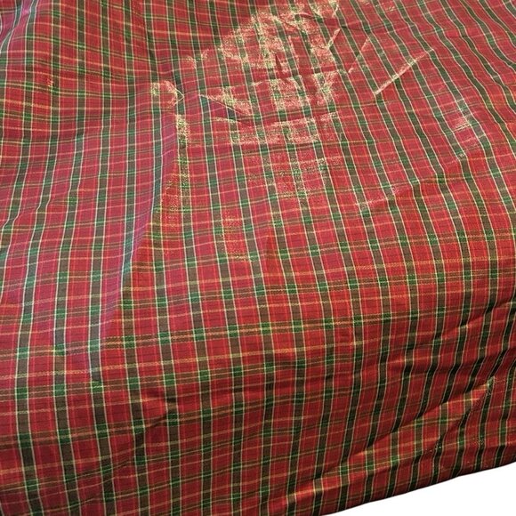 Lenox Holiday Nouveau Dazzle Red Tartan Plaid Metallic Tablecloth 60 x 84 - Picture 1 of 5